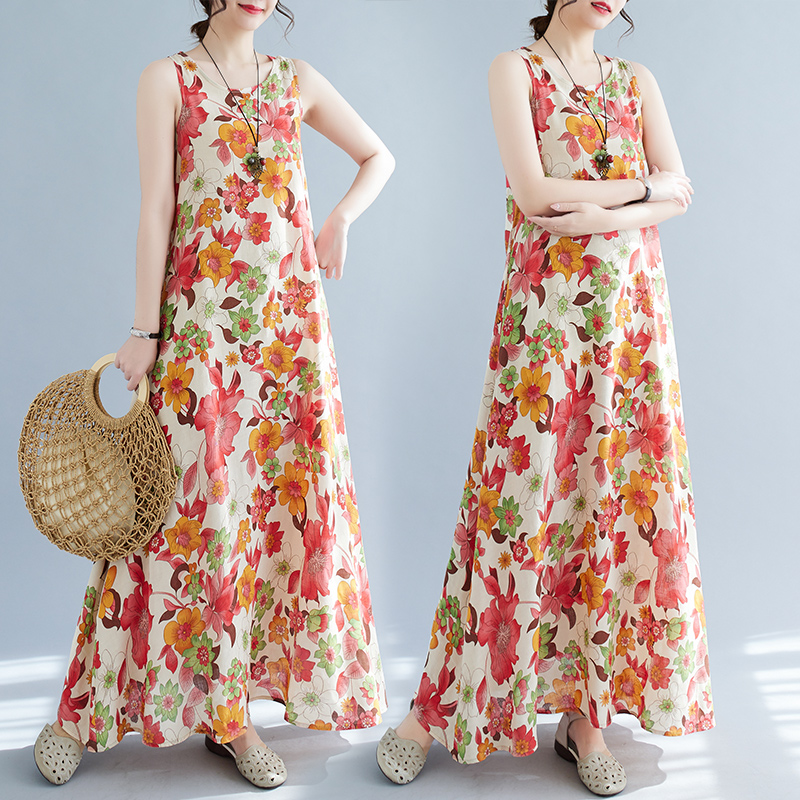 Ethnic Style Dresses - Bohemian Mid-Length Print Dress Summer New