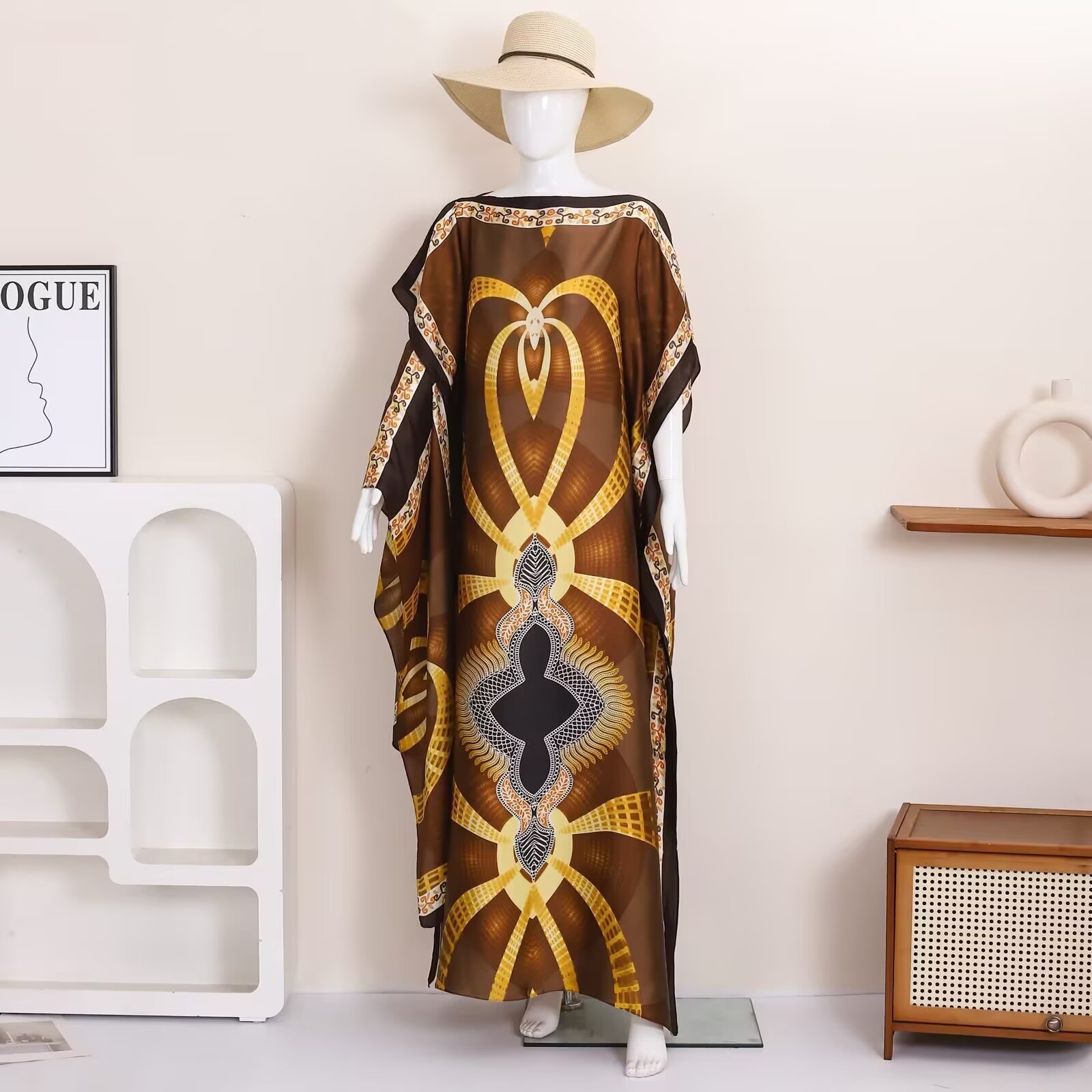 Go Ethnic Fashion - 1 retro ethnic geometric printed satin