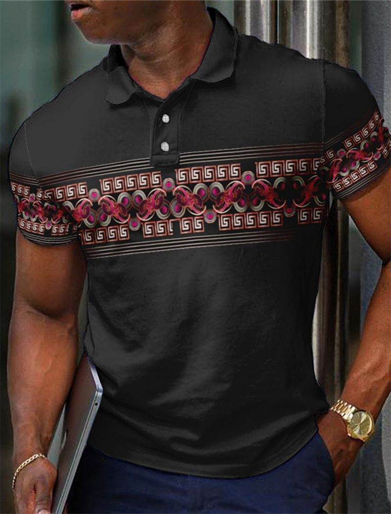 Retro Ethnic Style Polo Shirts - Ethnic Fashion For Men ulasan dan harga