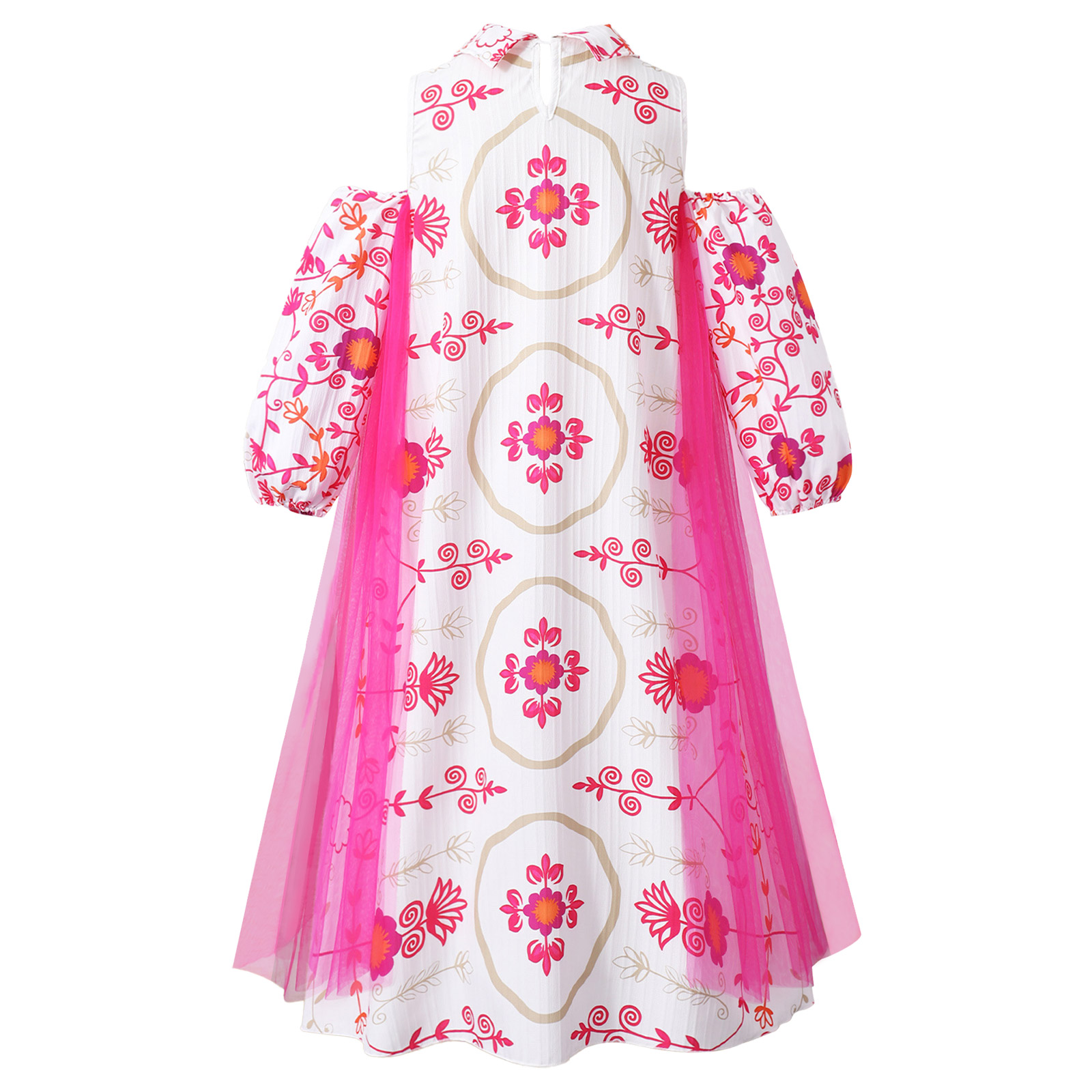 Girl Long Sleeve Mesh Patchwor - Ethnic Style Dresses ulasan dan harga