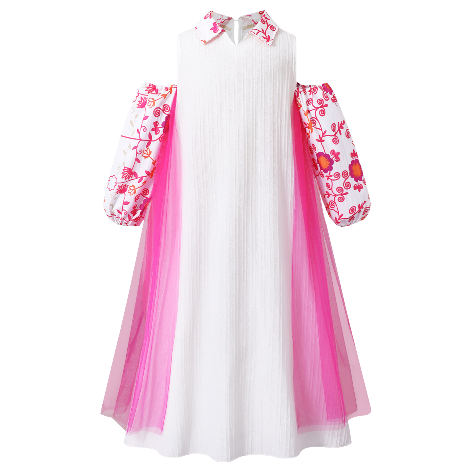 Girl Long Sleeve Mesh Patchwor - Ethnic Style Dresses ulasan dan harga