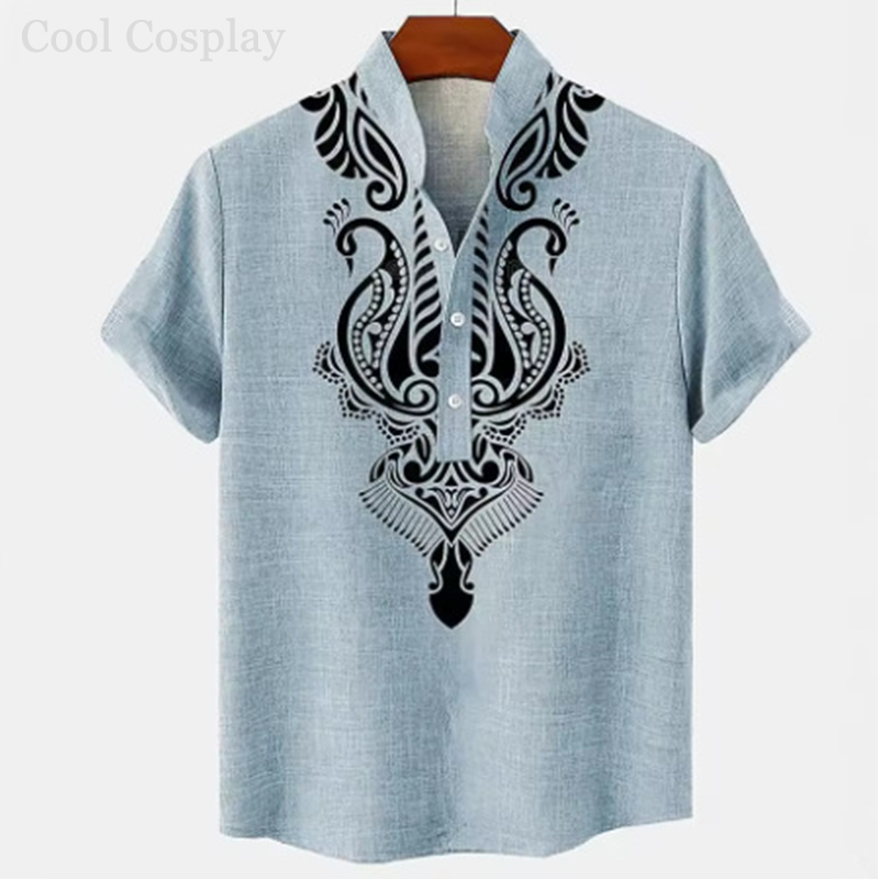 Male Retro Tops Henley Shirt M - Ethnic Fashion For Men ulasan dan harga