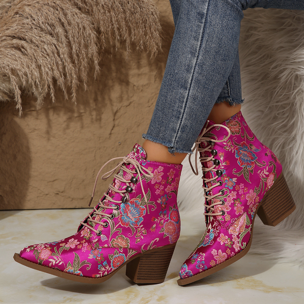 Ethnic Pointed-Toe Ankle Boots - Ethnic Fashion For Ladies ulasan dan harga