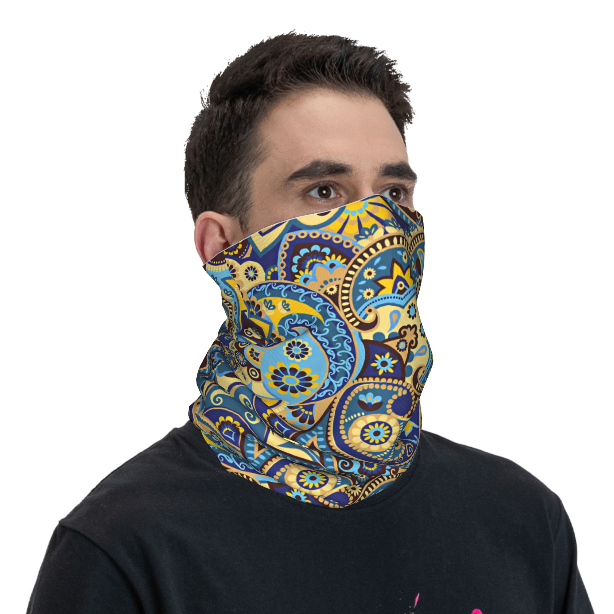 Blue Yellow Ethnic Paisley Flo - Ethnic Fashion For Men ulasan dan harga