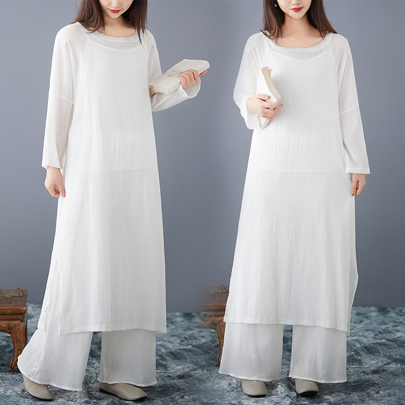 Loose Cotton Linen Dress Women - Ethnic Style Dresses ulasan dan harga