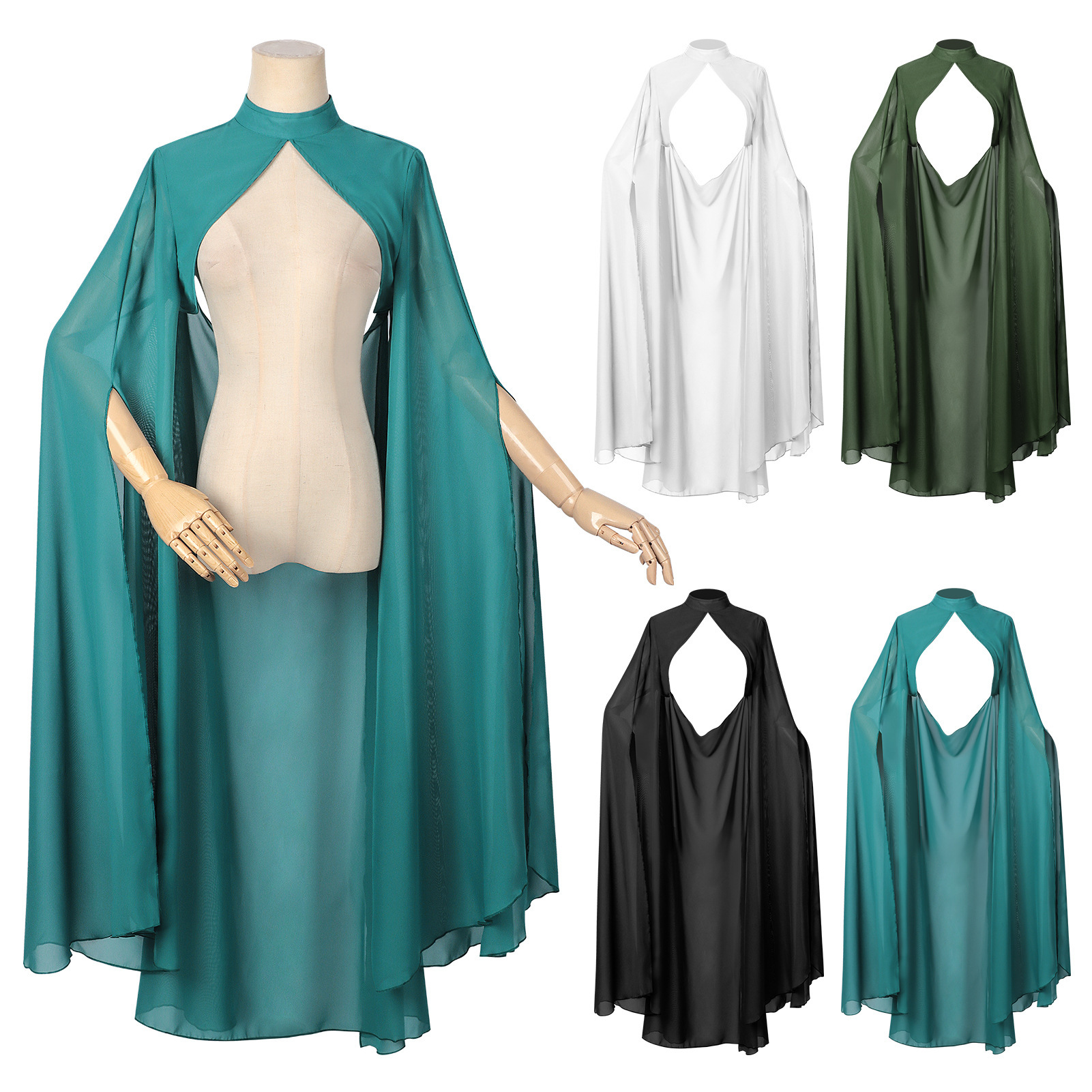 Ladies Green Chiffon Shawl Got - Ethnic Style Dresses ulasan dan harga