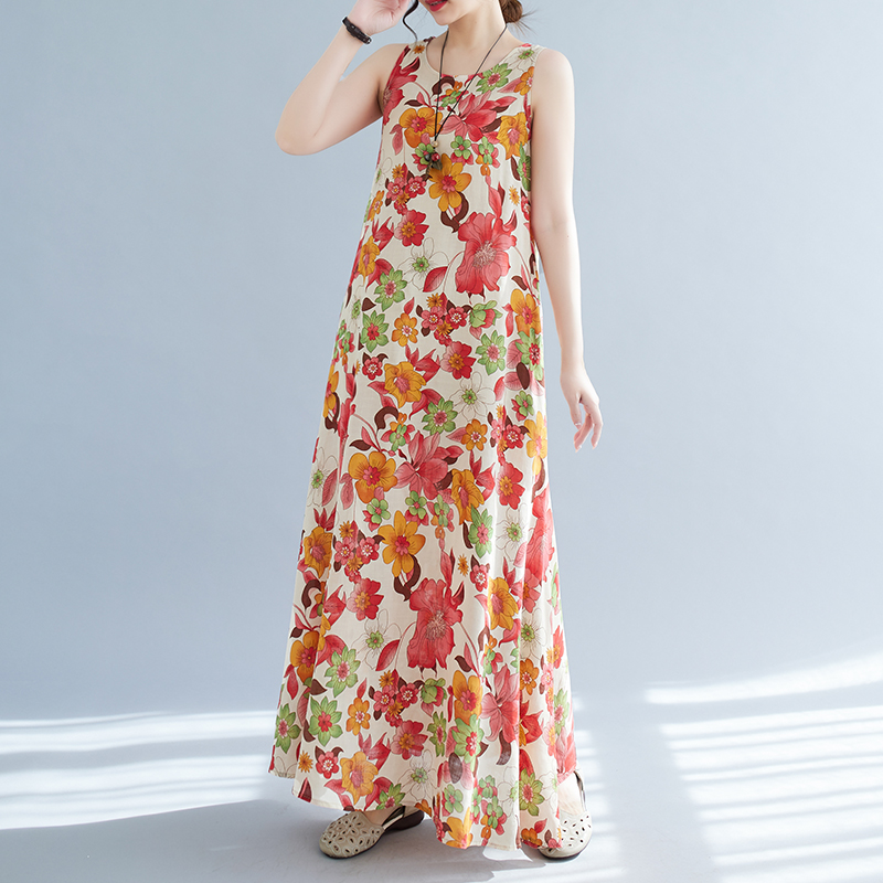 Bohemian Mid-Length Print Dres - Ethnic Style Dresses ulasan dan harga