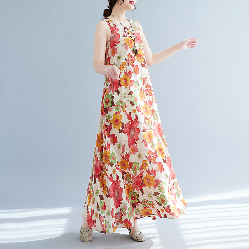 Bohemian Mid-Length Print Dres - Ethnic Style Dresses ulasan dan harga