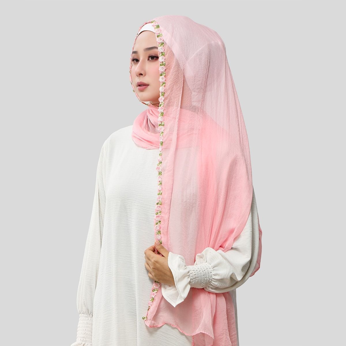 New Rose Embroidery Solid Colo - Ethnic Fashion For Ladies ulasan dan harga