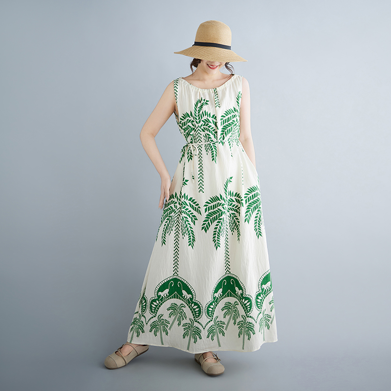 Summer Large Size Leaf Print M - Ethnic Style Dresses ulasan dan harga