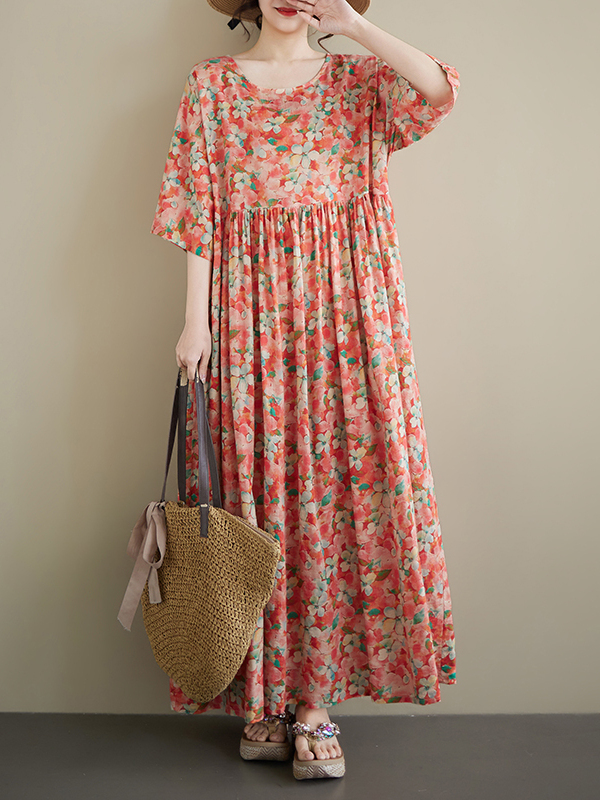 Summer New plus Size round Nec - Ethnic Style Dresses ulasan dan harga