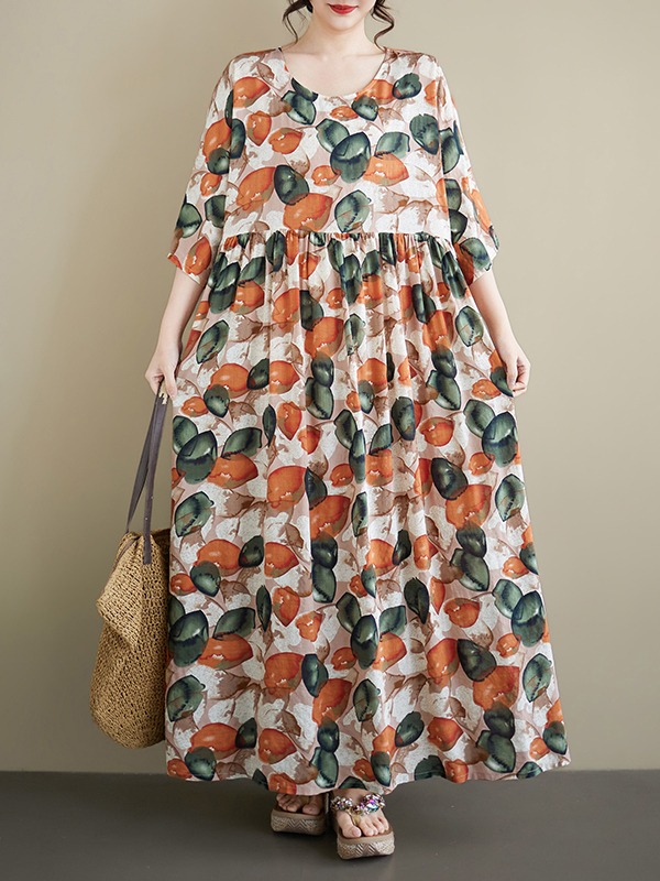 Summer New plus Size round Nec - Ethnic Style Dresses ulasan dan harga
