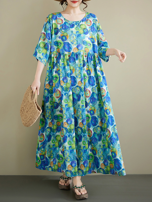 Summer New plus Size round Nec - Ethnic Style Dresses ulasan dan harga