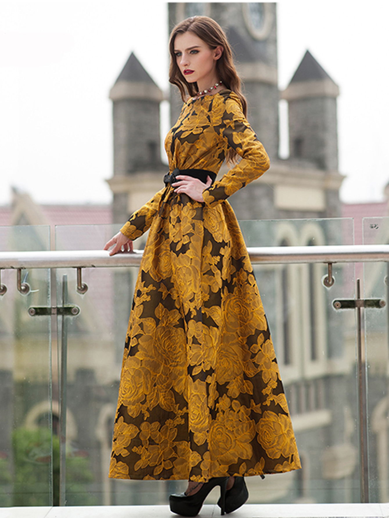 Elegant Women Floral Long Maxi - Ethnic Style Dresses ulasan dan harga