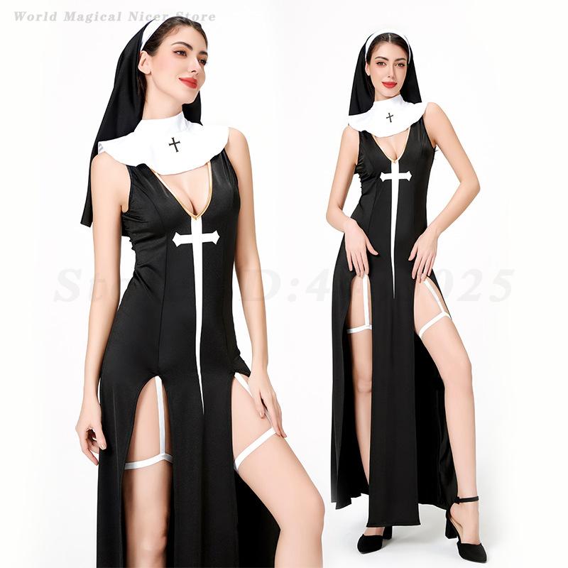 Women's Sexy Nun Cosplay Costu - Ethnic Outfit ulasan dan harga