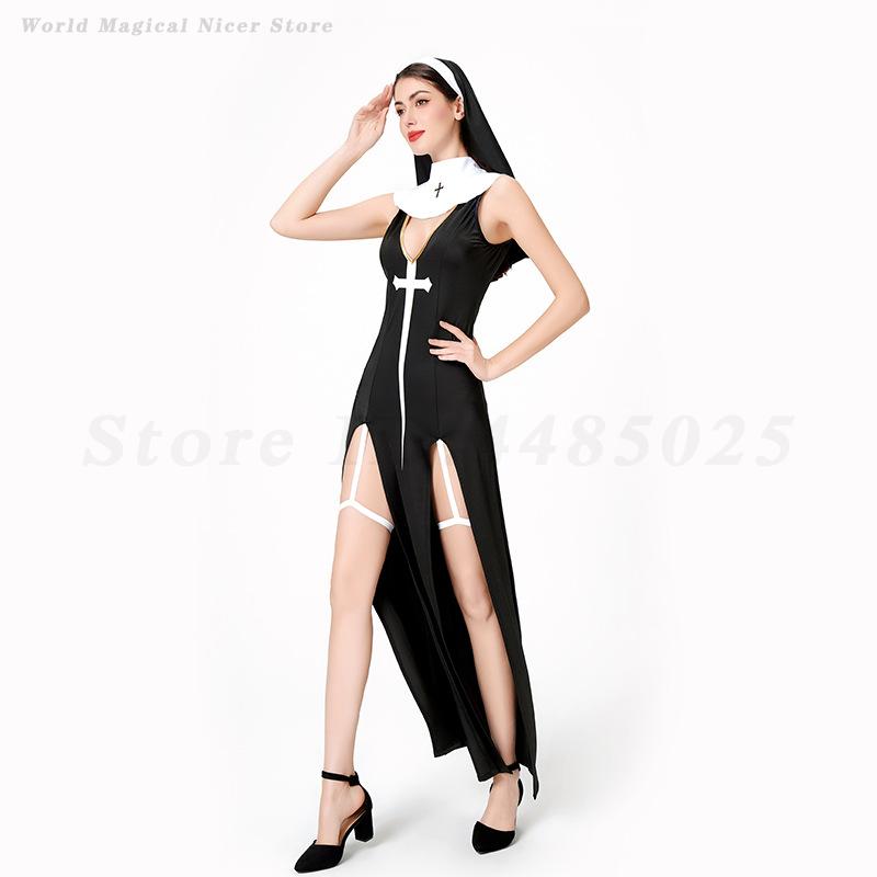 Women's Sexy Nun Cosplay Costu - Ethnic Outfit ulasan dan harga